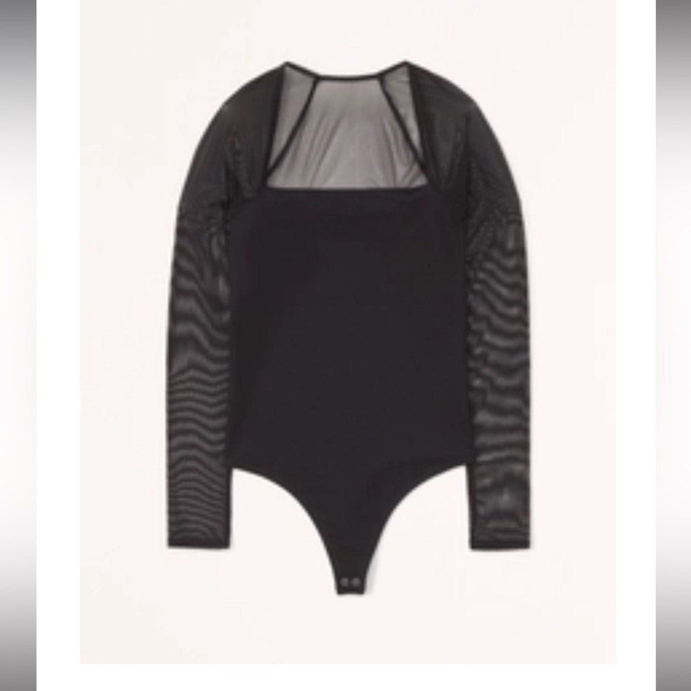 Long-Sleeve Mesh Squareneck Bodysuit- new with tags